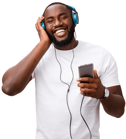 Man listening to Podcast