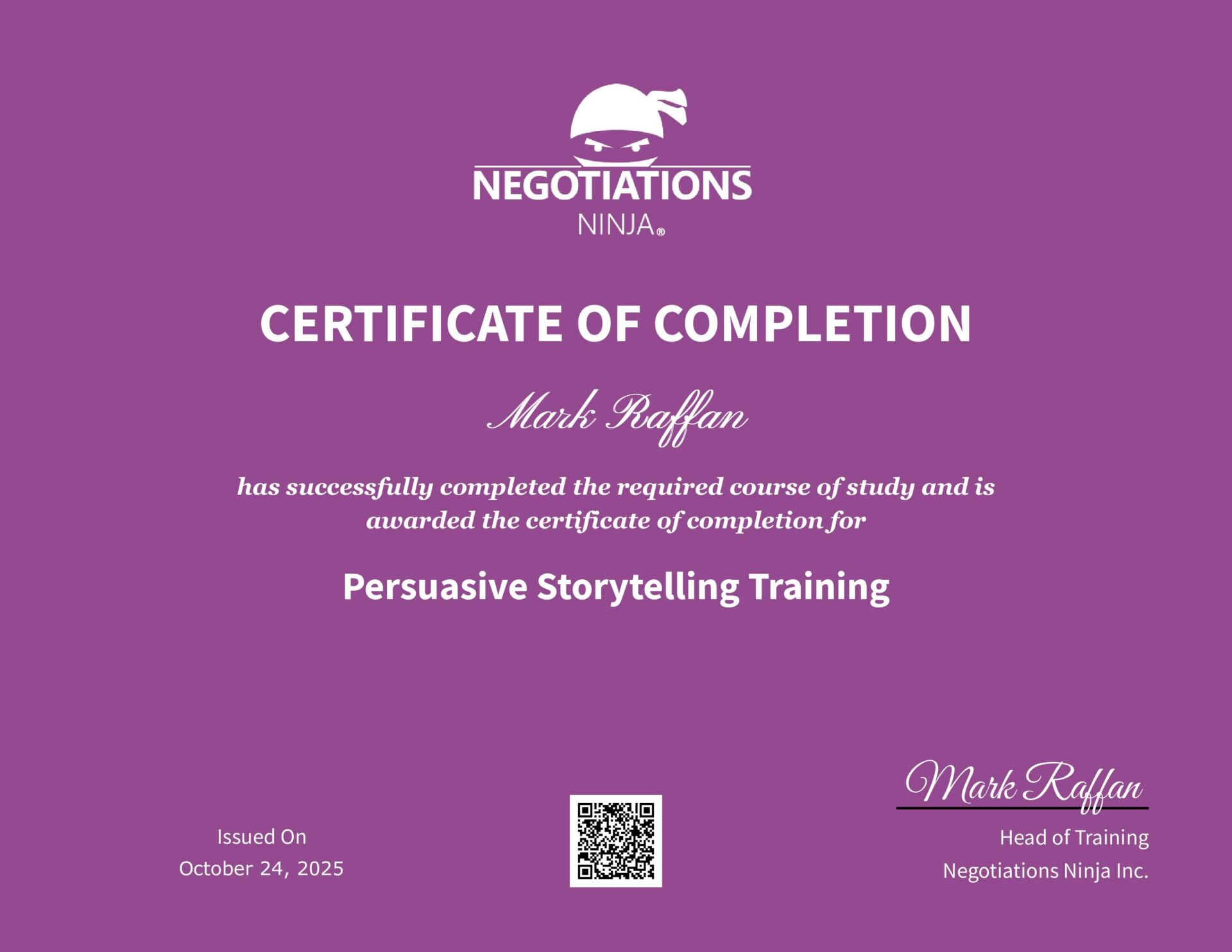 Persuasive Storytelling Training Certificate